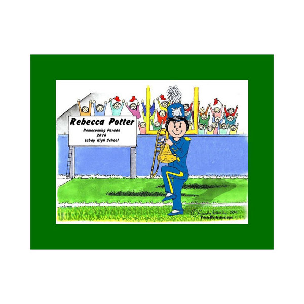 Printed Perfection Personalized Trombone Female Cartoon Caricature